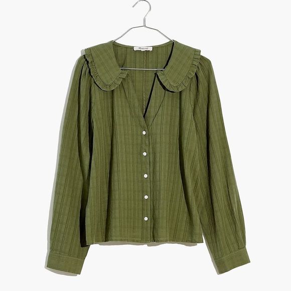 Madewell Tops - Madewell Ruffle-Collar Button-Up Shirt in Syril Plaid Size 8